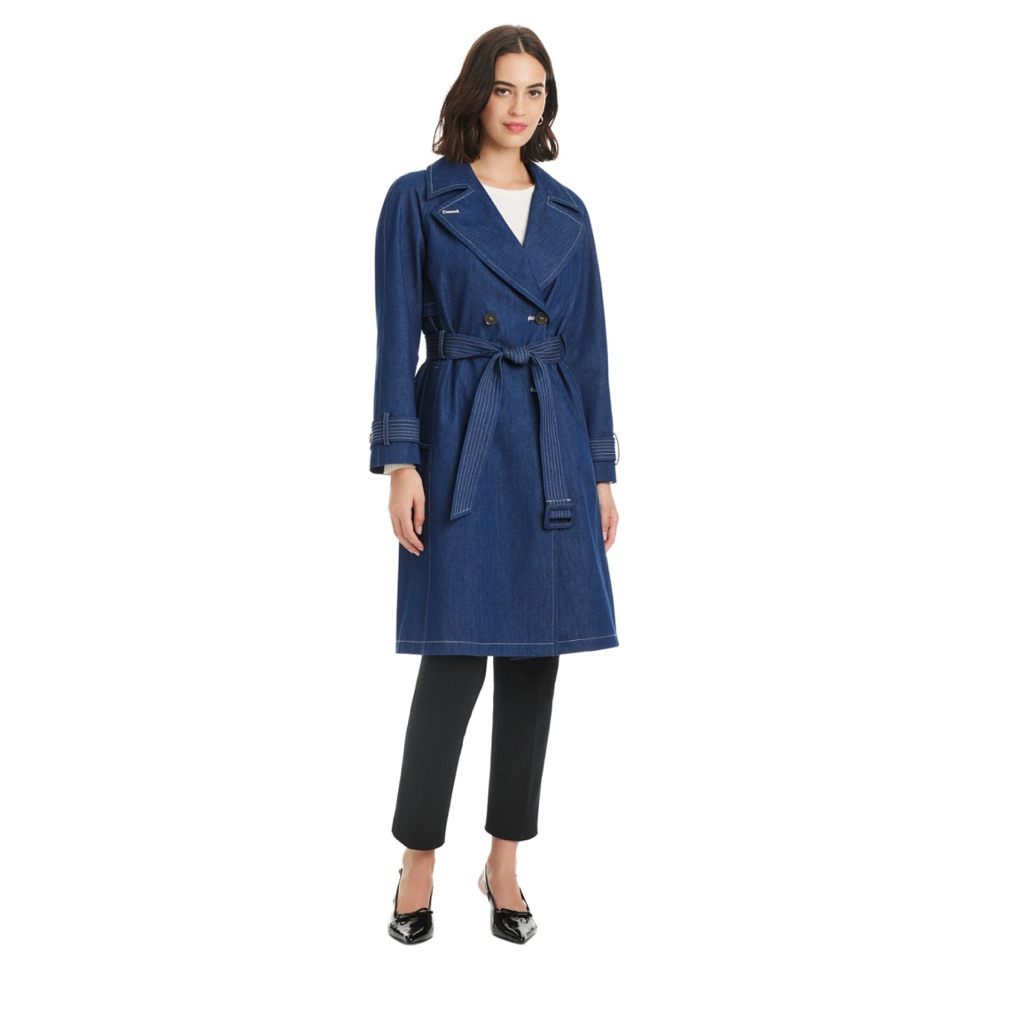 Nwt Kate Spade Women’s Denim Belted Trench Coat